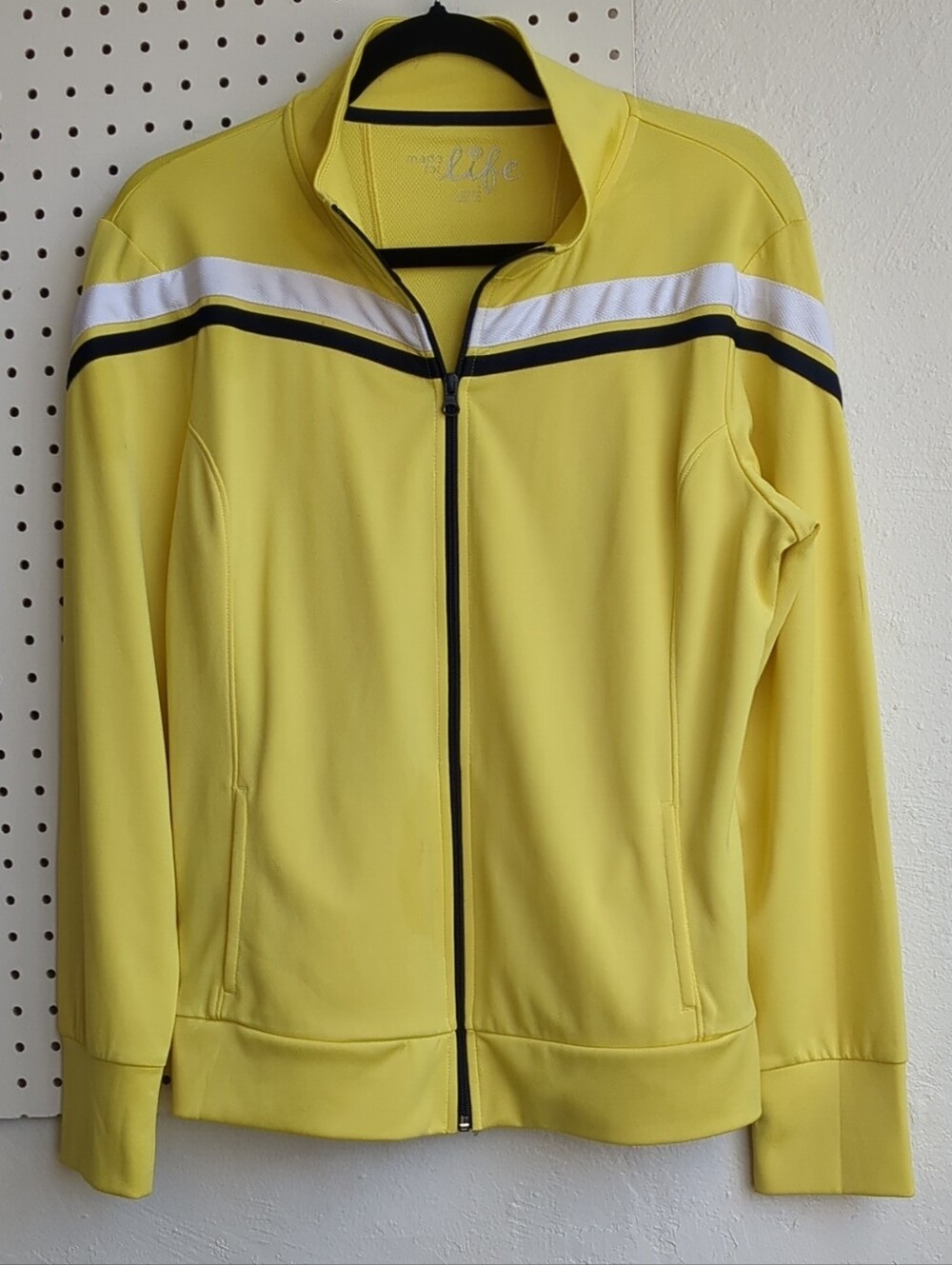 made for life Yellow Zip-Front Sporty Jacket with White & Black Stripe